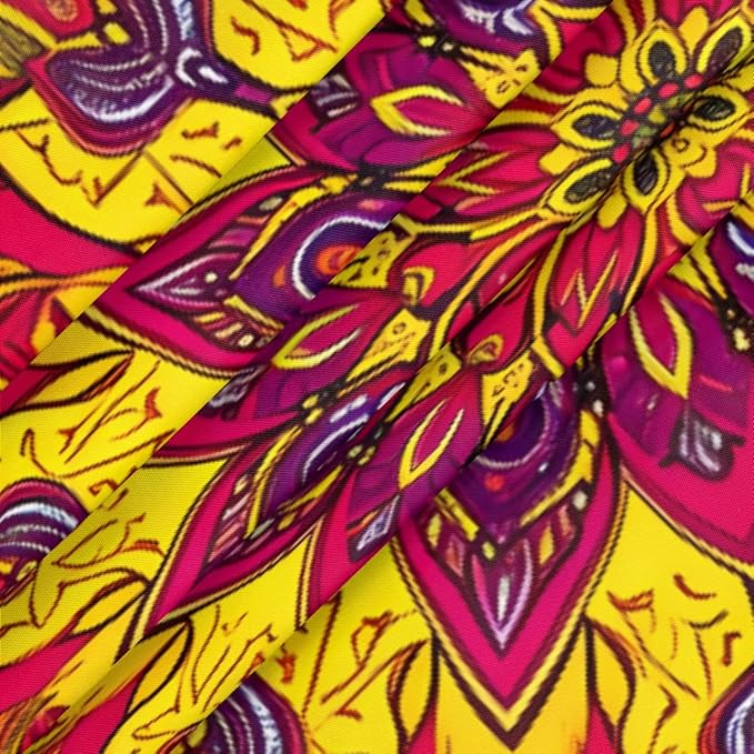 Floral Mandala Vintage Round Table Cloth Cover, Elastic Edge Waterproof Wipeable Tablecloths 45"-56" Polyester Tablecloth for Party Restaurant Banquet Holiday Camping Outdoor Picnic