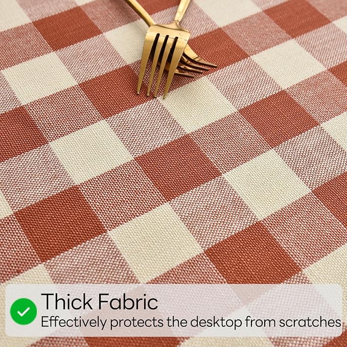 Gingham Table Cloth for Rectangle Tables Orange Checkered Plaid Tablecloth Heavy Duty Cotton Blend Washable & Wrinkle Table Cover for Outdoor Kitchen Dining Picnic Camping (52x70 Inch)