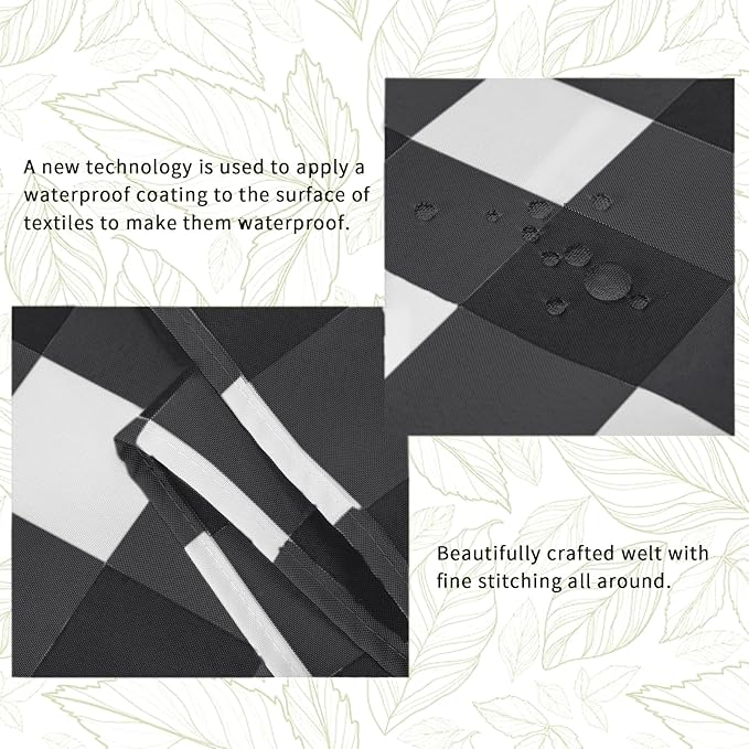 Fabric Checkered Table Runner 6 Pack Waterproof Gingham Table Runner 14W x 108L Buffalo Check Table Runners for Parties Kitchen Dining Wedding Banquet (Black and White)