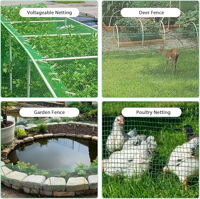 Garden Temporary Safety Fence, 4'x200' Roll with 50 Zip Ties, Resuable Plastic Mesh Fence for Garden Fencing, Construction, Snow Fencing, Animal Barrier, Poultry, Deer, Patio, Green