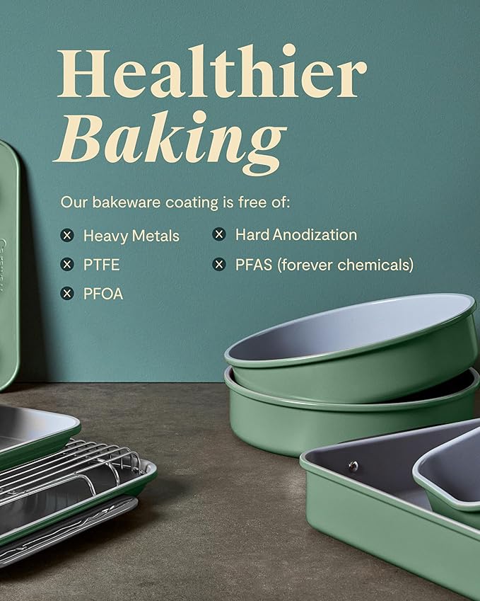 Caraway Non-Stick Ceramic Baking Sheet Duo - Naturally Slick Ceramic Coating - Non-Toxic, PTFE & PFOA Free - 18 x 13" Large & 15 x 10" Medium - Perracotta