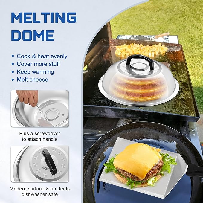26 PCS Griddle Accessories Kit, HaSteeL Stainless Steel Flat Top Grilling Tools Set with Enlarged Spatulas, Scraper Chopper, Melting Dome for Outdoor Teppanyaki Barbecue