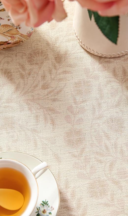 Beige Linen Square Tablecloth,Vintage Indian Style Soft and Colorfast Floral Tablecloths,Decorative Table Cover for Kitchen,Dining,Party,Thanksgiving,Christmas,67"*67"-Flowershadow E