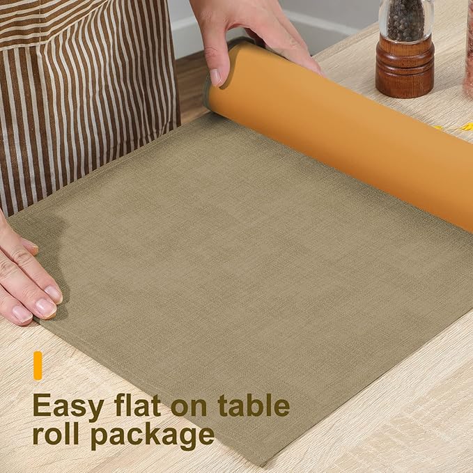Wipeable Table Runner, Thick Farmhouse Dresser Runner, Rustic for Kitchen, Bedroom, Living Room, Indoor and Outdoor (36'', Camel Brown)