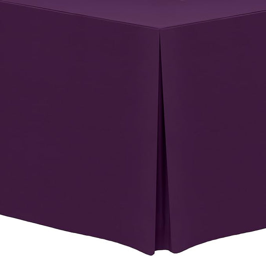 Ultimate Textile 5 ft. Fitted Polyester Tablecloth - Fits 30 x 60-Inch Banquet and Folding Rectangular Tables - 42" H, Aubergine Eggplant