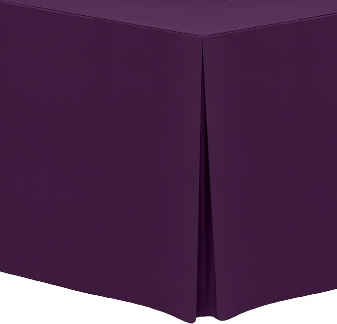 Ultimate Textile -2 Pack- 5 ft. Fitted Polyester Tablecloth - Fits 30 x 60-Inch Banquet and Folding Rectangular Tables - 42" H, Aubergine Eggplant