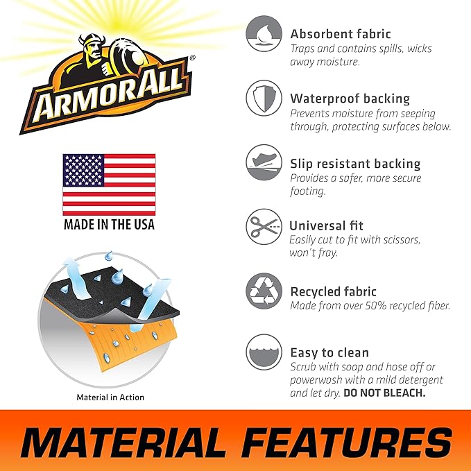 Armor All Original Garage Floor Mat, (20' x 7'4"), Protects Surfaces, Transforms Garage, Absorbent, Waterproof, Durable (Includes Double Sided Tape) (USA Made) (Charcoal)
