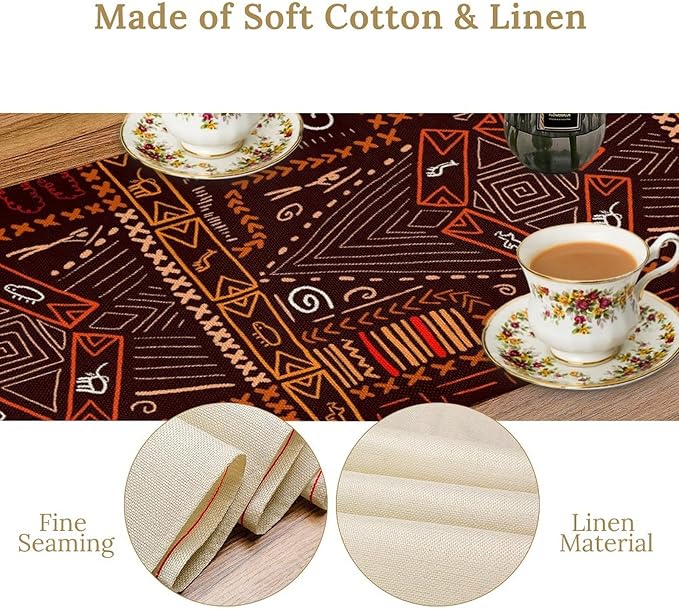 African Table Runner, African Aboriginal Ethnic Tribal Table Runner for Dining Kitchen Farmhouse Party Coffee Home 13x90in