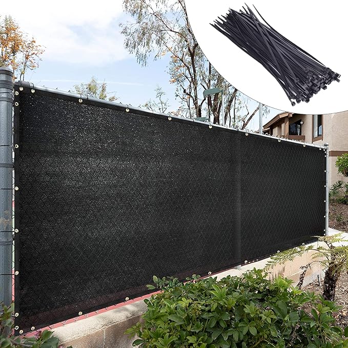 Royal Shade Custom Size 4' x 86' Black Fence Privacy Screen Windscreen Cover Netting Mesh Fabric Cloth - Cable Zip Ties Included (We Make Custom Size)