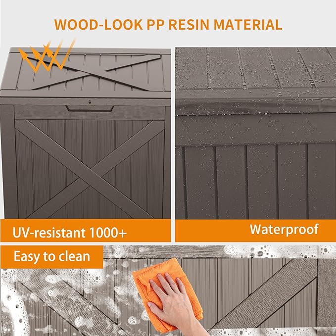 30 Gallon Waterproof Resin Deck Box, UV Resistant Outdoor Storage for Garden, Patio, Porch, Delivery, Gray