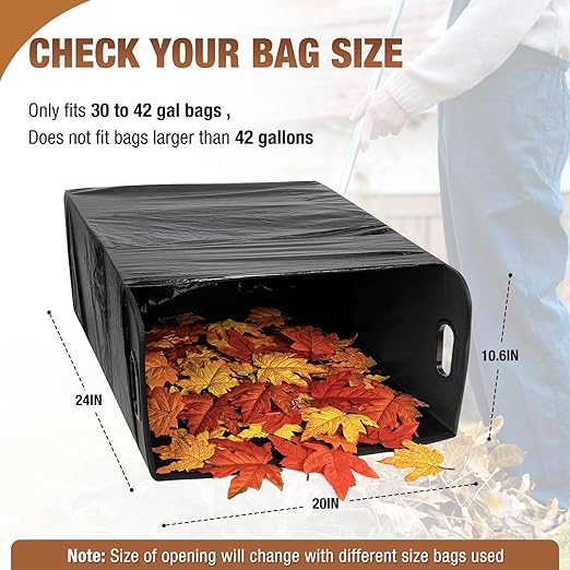 Lawn and Leaf Trash Bag Holder No Assembly Required Holds 30-42 Gallon Bags Easy Open Easy Filling
