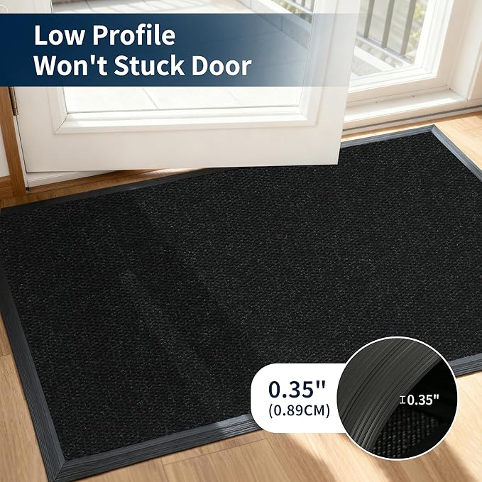 4' X 14' Commercial Outdoor Doormats Customized Sizes,Thick Heavy Duty Rubber Door Mat Indoor Outside, 0.35" Low Profile All-Weather Waterproof Matt for Garage Floor Patio Porch Entrance Entryway