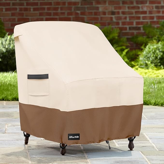 Patio Adirondack Chair Cover 2 Pack,600D Waterproof Heavy Duty Outdoor Chair Covers,Adirondack Chair Covers(30W x 34D x 36H inches),Patio Furniture Covers,Beige&Brown