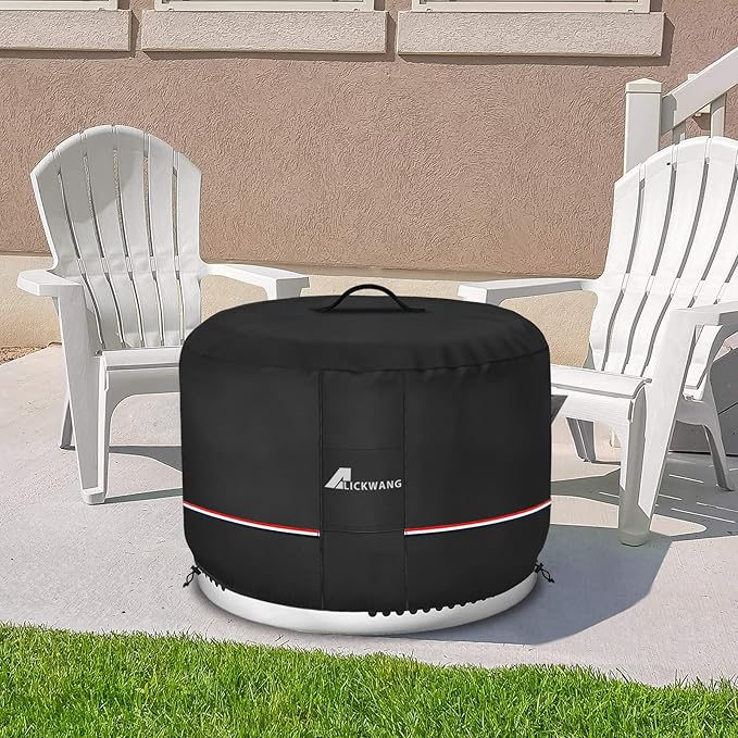 Fire Pit Cover for Solo Stove Bonfire,600D Tear-Resistant Heavy Duty Durable 100% Waterproof 27-29 Inch Smokeless Fire Pit Cover, Patio Weatherproof Gas Fire Pit, Black 29"x18"