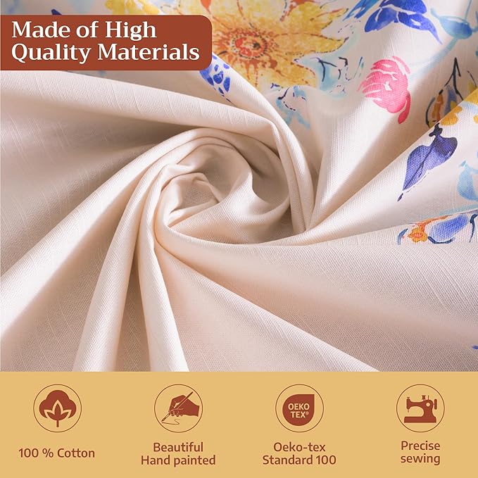 Maison d'Hermine Table Cloth Rectangle Table 100% Cotton Tablecloth for Dining Room, Farmhouse, Home, Hotel, Parties & Wedding - Ideal for Easter Decorations Spring & Summer (Girassol, 70" x 120")