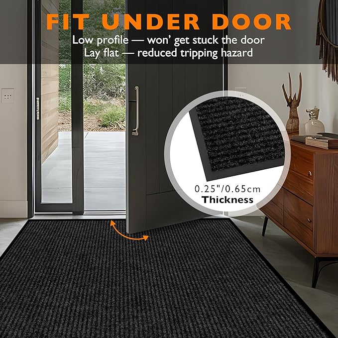 Custom Size Extra Large Front Door Mat, 2FT x 29FT Indoor Outdoor Entrance Commercial Floor Mat, Heavy Duty Dirt Trapper Doormat for Entryway Welcome Mat, Low Profile, Non-Slip, Waterproof