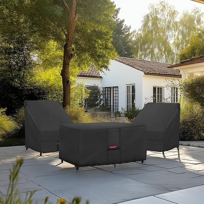 Porch Shield Patio Fire Pit Cover - Waterproof 600D Outdoor Rectangular Fire Table Cover Deck Box Protector - 58 x 30 inch, Black