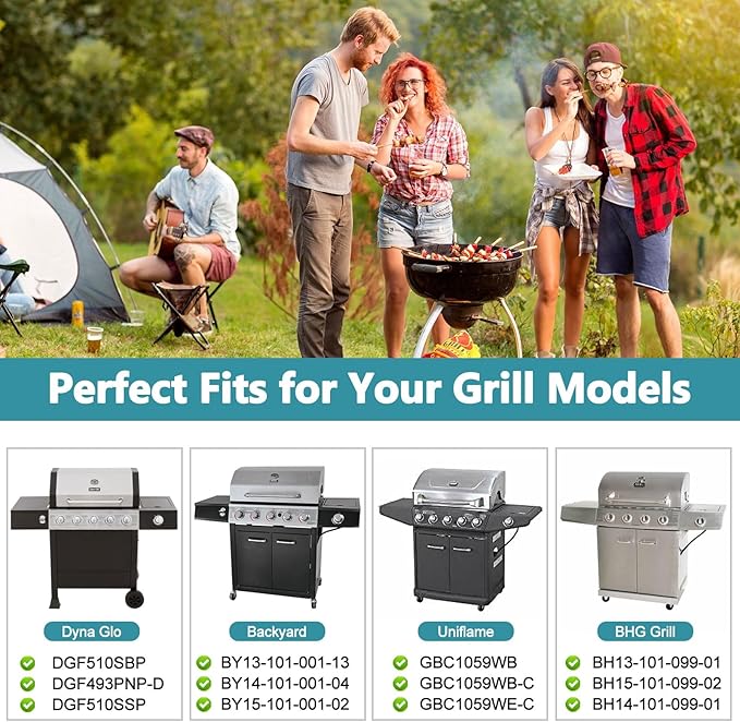 Criditpid Grill Parts for Dyna Glo DGF510SBP, DGF510SSP, DGF493PNP-D, Backyard Grill BH13-101-099-01, BH15-101-099-02, Uniflame GBC1059WB. Grill Grates, Heat Plate for Dyna-Glo Grill Replacement Parts