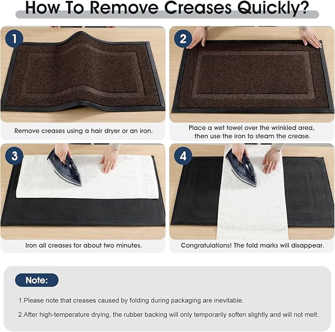 Front Door Mat Outside Entrance Indoor Doormat, 31" x 20" Outdoor Mats for Patio Waterproof, Outdoor Door Mats for Outside Entry, Indoor Rugs for Entryway, Sturdy Natural Rubber Entry Mat, Brown