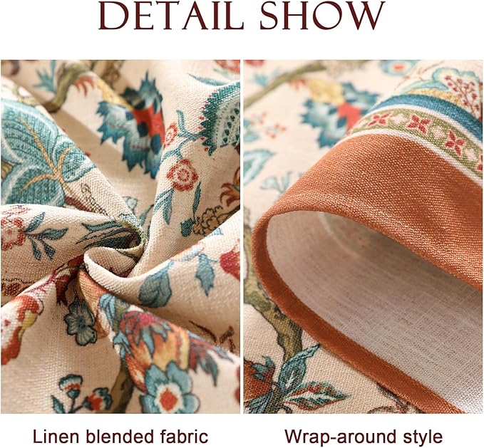 Linen Colorful Vintage Small Square Tablecloth,Indian Block Print Colorfast Durable Table Cloth,Decor Table Cover for Kitchen,Dining,Tea Party,Thanksgiving,Christmas,55"*55"-Mangala