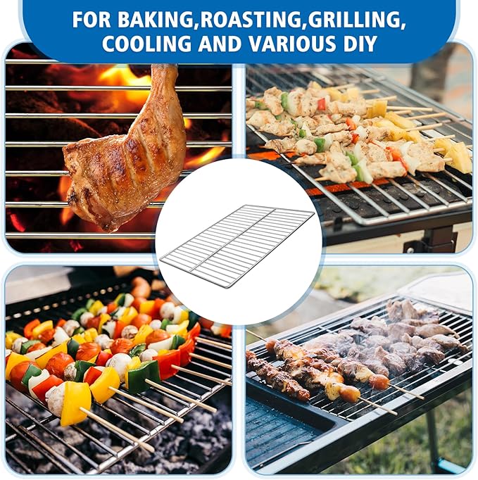 KEESHA BBQ Grill Mesh Metal Barbecue Grill Grates Replacement - Stainless Steel Barbecue Grilling Grid Wire Mesh, Multifunction Cooking Net for Outdoor Grill 2 Pack (12 5/8''*10 1/4'')