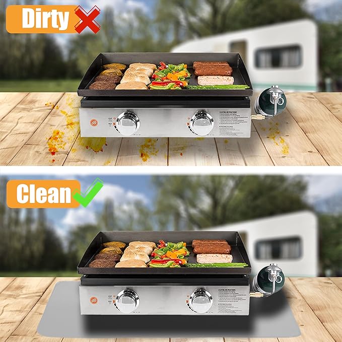 Gray 24x36 Inchs Heat Resistant Mat for Outdoor Grill Table,Fireproof Under Blackstone Griddle BBQ Mat,Air Fryer Mat,Indoor Fireplace Mat, Protect Your Table and Outdoor Grill Table（0.04in Thickness）