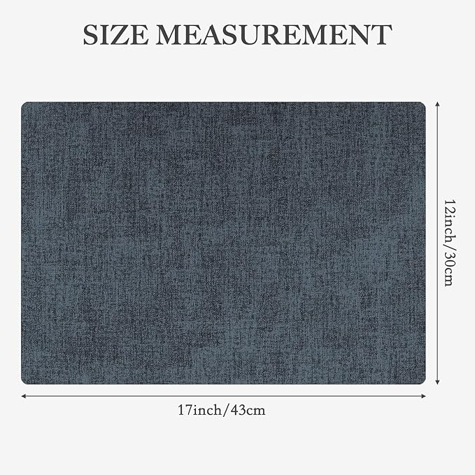Faux Leather Heat Resistant Placemats Set of 4 – Waterproof Oilproof Wipeable Dining PU Vinyl Place Mat Easy Clean Table Mats for Kitchen/Dining/Party/Holiday, Navy Blue