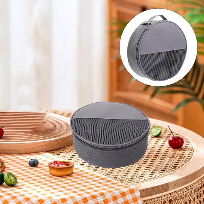 SUPVOX Outdoor Tableware Bag for Camping Plate Organizer with Mesh Pockets and Oxford Cloth Durable Portable Storage 8.66X8.66X2.36 Inch for Hiking Picnic