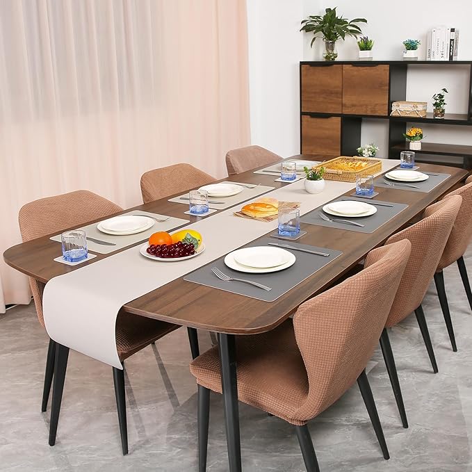 Myir JUN Table Runner Double Sided Vinyl Runner Table 72 Inch Long Runner for Table Washable Waterproof Non-Slip for Home Decorations Gray Beige,12 x 72 inch