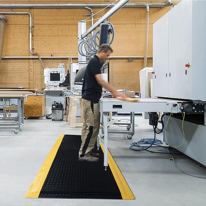 Nisorpa Anti Fatigue Mats Industrial 3' x 5' Ergonomic Standing Mat 15/16" Extra Thick Kitchen Rugs for Standing Heavy Duty Commercial Diamond Plate - Safety Support for Leg & Back Pain