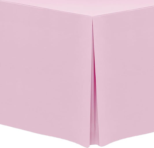 Ultimate Textile -5 Pack- 5 ft. Fitted Polyester Tablecloth - Fits 30 x 60-Inch Banquet and Folding Rectangular Tables - 42" H, Light Pink
