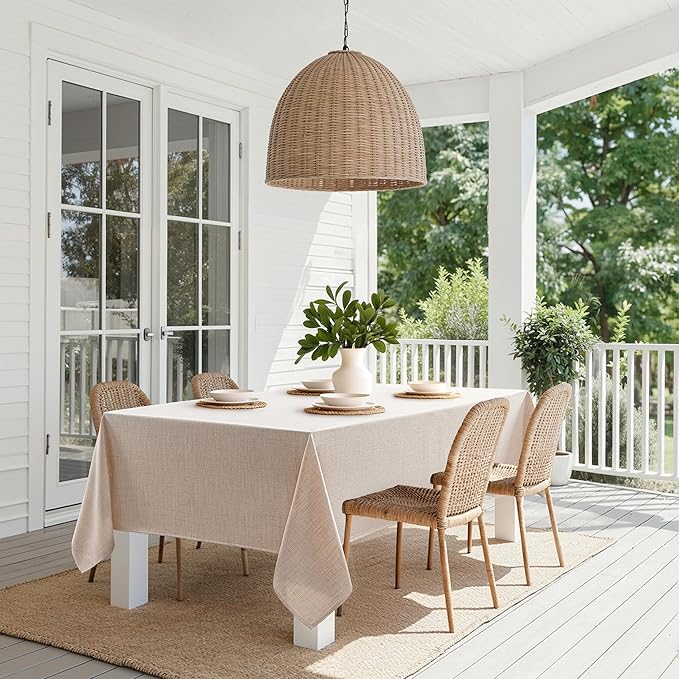 MIULEE Natural Linen Polyester Tablecloth 60x84 Inch Spring Rectangle Table Cloth Waterproof,Stain Resistant & Wrinkle Resistant for Dining Party Wedding