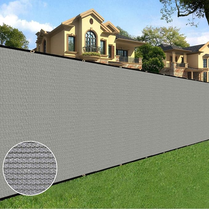 Sunnyglade 5 feet x 50 feet Privacy Screen Fence Heavy Duty Fencing Mesh Shade Net Cover for Wall Garden Yard Backyard (Grey, 5 ft X 50 ft)