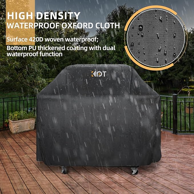 KPT 52 Inch Grill Cover for Outdoor Grill - Heavy Duty Waterproof 420D BBQ Cover with Hook, Air Vent, Buckle - Gas Grill Cover, UV & Fade Resistant, BBQ Grill Cover for Weber, Nexgrill, Char Broil