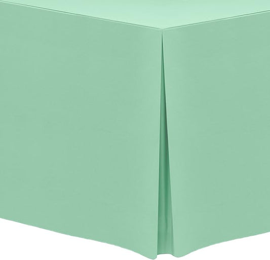 Ultimate Textile 5 ft. Fitted Polyester Tablecloth - Fits 30 x 60-Inch Banquet and Folding Rectangular Tables - 42" H, Mint Light Green