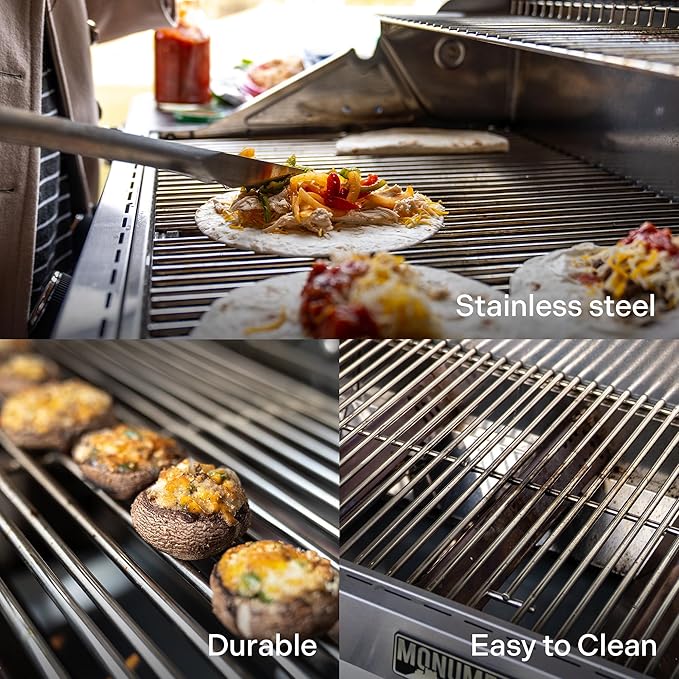 Monument Grills Larger 4-Burner Propane Gas Grills Stainless Steel Cabinet Style with Infrared Side Sear & Side Burners with Stainless Steel Cooking Grids(2 Items)