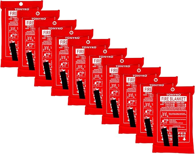 TONYKO Emergency Fire Blankets, Flame Retardant Protection and Heat Insulation Designed for Kitchen,Fireplace,Grill,Car,Camping(White(10PACK))