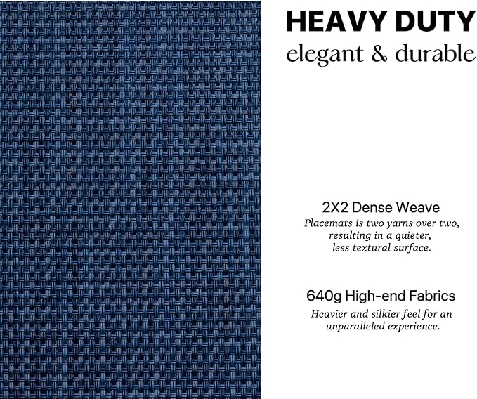 LEXMORE Placemats Set of 8 Vinyl/Plastic Woven Place Mats for Kitchen Table Indoor/Outdoor Washable Placemat Wipeable Dining Table Mats(Navy Blue)
