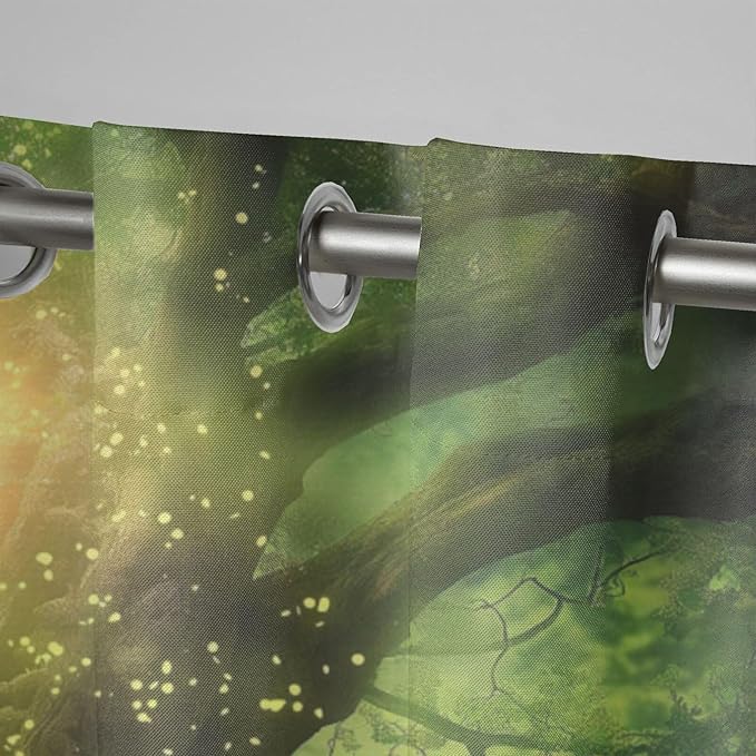 Fantasy Theme Outdoor Curtains for Patio Waterproof,Forest Pattern,Weatherproof Outside Curtain for Cabana, Porch, Pergola and Gazebo,Set of 2 Panels,W42 x L84,Green