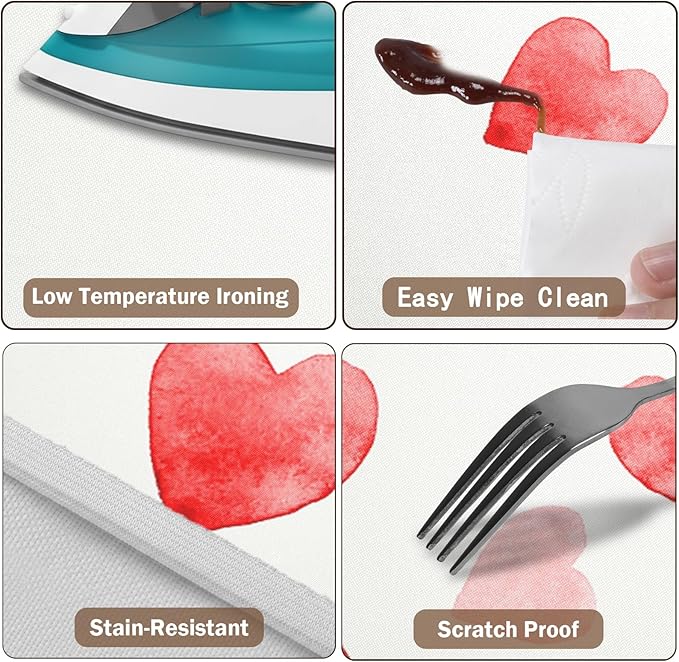 Valentines Day Round Fitted Tablecloth with Elastic Pink Red Love Heart Circle Table Cloth for 40-44" Round Tables Wipeable Waterproof Washable Valentine Table Cover for Picnic Dining Party Decor