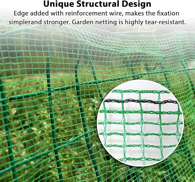 Garden Temporary Safety Fence, 5'x100' Roll with 50 Zip Ties, Resuable Plastic Mesh Fence for Garden Fencing, Construction, Snow Fencing, Animal Barrier, Poultry, Deer, Patio, Green