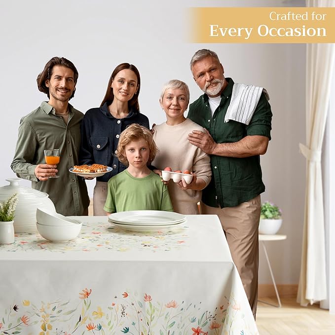 Maison d' Hermine Table Cloth Rectangle Table 100% Cotton 60 x 120 Inches Tablecloth Reusable Decorative Everyday Use for Dining Room, Farmhouse, Home, Party, Festive & Wedding Spring Summer - Colmar