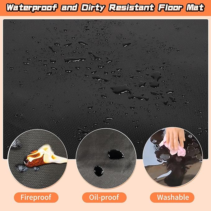 Hearth Rugs Fireproof, Fireplace Mat, Fireplace Rugs Fire Resistant, 48" x28”, Heated Floor Mat for Outdoor BBQ Grills, Fire Pits, Smokers, Woodstoves