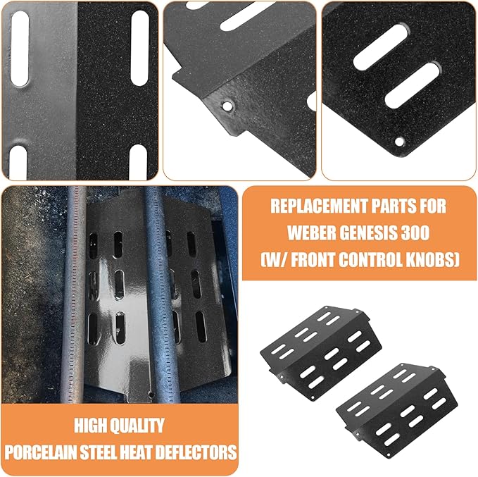 Grill Parts for Weber Genesis Parts Replacement, Fits Weber Genesis 300 Series with Front Control Knobs, for Weber Flavorizer Bars 7620 7621, Grate 7524 7528, Fits Weber Heat Deflector 7622 62756