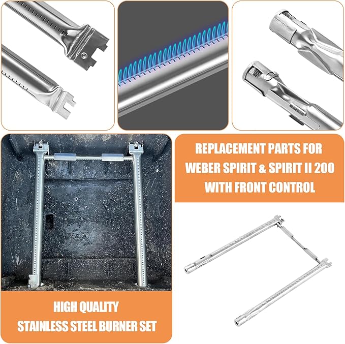 Grill Parts for Weber Spirit/Spirit II Parts Replacement, 7637 Grates 7635 Flavorizer Bars 69785 Burner Tube Replacement Kit for Weber Spirit & Spirit II 200 Series, Spirit E210 E220 S210 S220