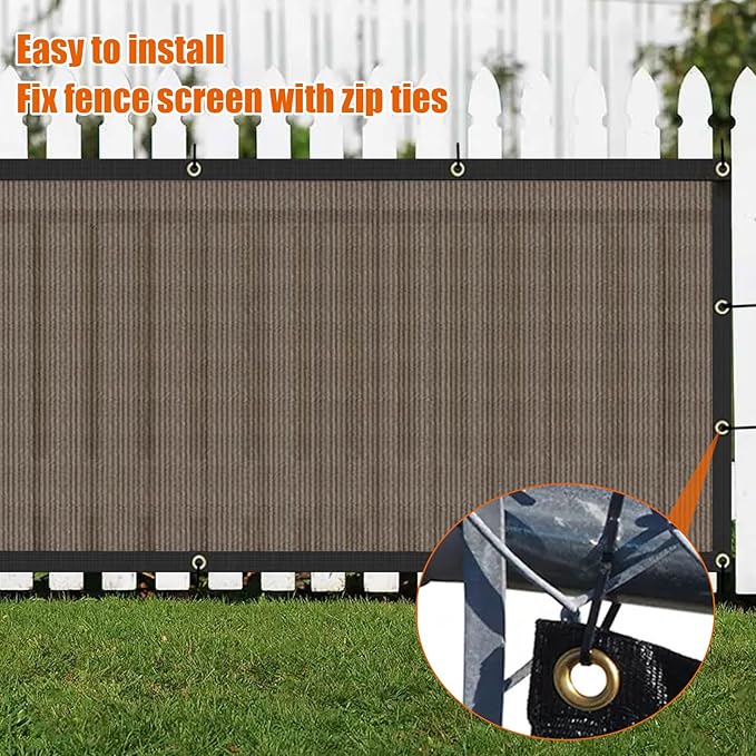 AYOHA 4' x 9' Privacy Fence Screen Fabric Mesh Shade Net Cover, Heavy Duty 160 GSM Privacy Barrier for Chain Link Fence, 90% Privacy Blockage, Excellent Airflow, Cable Zip Ties Included, Brown