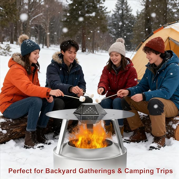 Heat Deflector for Solo Stove Yukon 27", 304 Stainless Steel Heat Diffuser with Handle & Legs,Heat Radiation for Wider Warmth Area, Compatible with Yukon 27" Outdoor Fire Pits, for Camping,Backyard