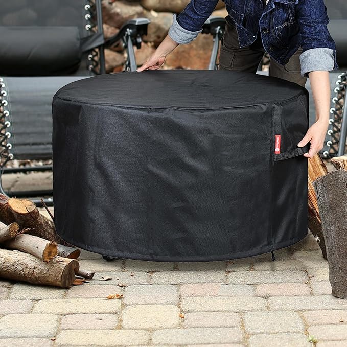 SheeChung Fire Pit Cover Round 30" Dx25 H,Propane Firepit Covers for Bali Outdoor Fire Pit,Waterproof 600D Outdoor Cover,Outside Gas Fire Pit Cover