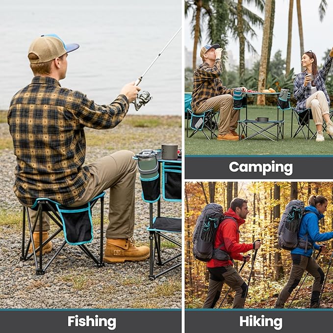 FUNDANGO Folding Tripod Stool, 2 Pack Lightweight Portable Fishing Chair with Thick Padded Seat, 440 Lbs Heavy Duty Outdoor Camping Chairs with Carry Bag for Walking Hunting Hiking Travel