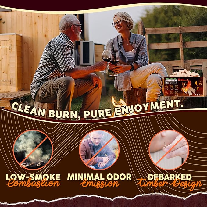 Mini Fire Stick with Fire Starters Gloves 4" Kiln Dried Pine Small Barkless Kindling Logs Compatible with Wood Stoves, Tabletop Fire Pits, BBQ Grills & Pizza Ovens, 4 lb Box